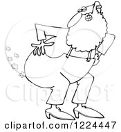 Clipart Of An Outlined Santa Farting Royalty Free Vector Illustration
