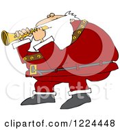 Clipart Of Santa Playing A Flute Royalty Free Vector Illustration