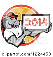 Poster, Art Print Of Strong Horse Holding A Year 2014 Sign In A Circle