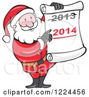 Poster, Art Print Of Santa Holding A Scroll With Crossed Out 2013 Over 2014