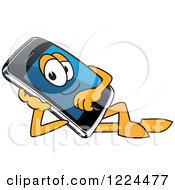 Clipart Of A Smart Phone Mascot Character Relaxing Royalty Free Vector Illustration