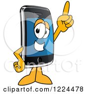 Clipart Of A Smart Phone Mascot Character Pointing Up Royalty Free Vector Illustration