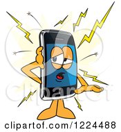 Clipart Of A Smart Phone Mascot Character With A Glitch Royalty Free Vector Illustration
