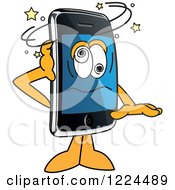 Clipart Of A Dizzy Smart Phone Mascot Character Royalty Free Vector Illustration