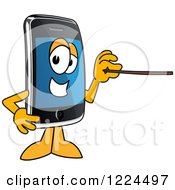 Poster, Art Print Of Smart Phone Mascot Character Holding A Pointer Stick