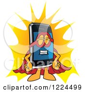Clipart Of A Super Smart Phone Mascot Character Royalty Free Vector Illustration