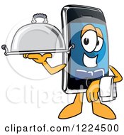 Poster, Art Print Of Smart Phone Mascot Character Waiter