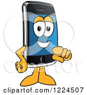 Poster, Art Print Of Smart Phone Mascot Character Pointing Outwards