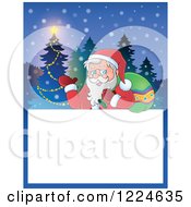 Poster, Art Print Of Christmas Text Box With Santa And A Tree In The Snow