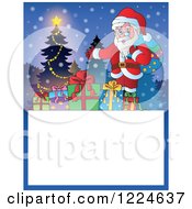 Poster, Art Print Of Christmas Text Box With Santa Presents And A Tree In The Snow
