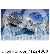 Poster, Art Print Of Snowy Winter Landscape With Mountains