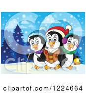 Poster, Art Print Of Penguins Singing Christmas Carols In The Snow