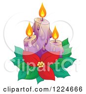 Poster, Art Print Of Purple Christmas Candles With Poinsettia