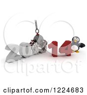 Poster, Art Print Of 3d Penguin With A 2013 To New Year 2014 Wrecking Ball