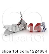 Clipart Of A 3d Robot With A 2013 To New Year 2014 Wrecking Ball Royalty Free Illustration