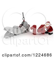 Poster, Art Print Of 3d Santa With A 2013 To New Year 2014 Wrecking Ball