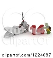 Clipart Of A 3d Tortoise With A 2013 To New Year 2014 Wrecking Ball Royalty Free Illustration