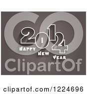 Clipart Of A Happy New Year 2014 Greeting Over Gray Royalty Free Vector Illustration