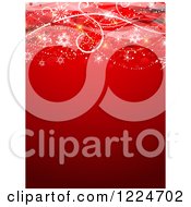 Poster, Art Print Of Red Christmas Background With Swirls And Snowflakes