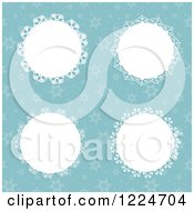 Clipart Of White Snowflake Frames Over Turquoise Royalty Free Vector Illustration
