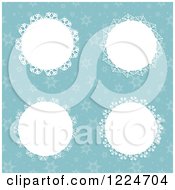 Poster, Art Print Of White Snowflake Frames Over Turquoise