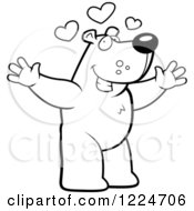 Clipart Of An Outlined Loving Bear Wanting A Hug Royalty Free Vector Illustration