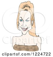 Clipart Of A Caricature Of Nicole Kidman Royalty Free Illustration