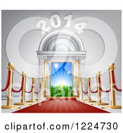 Clipart Of A Red Carpet Leading To A 2014 New Year Doorway 2 Royalty Free Vector Illustration