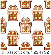 Poster, Art Print Of Seamless Background Pattern Of Gift Shaped Christmas Gingerbread Cookies 2