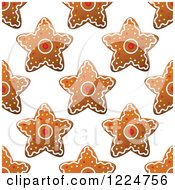 Clipart Of A Seamless Background Pattern Of Star Shaped Christmas Gingerbread Cookies Royalty Free Vector Illustration