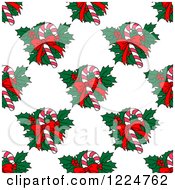 Poster, Art Print Of Seamless Christmas Pattern Of Candy Canes And Holly 2
