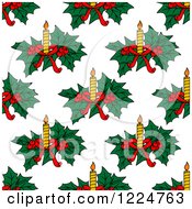 Poster, Art Print Of Seamless Christmas Pattern Of Candles And Holly