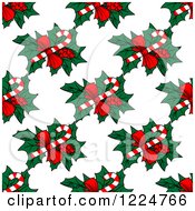 Poster, Art Print Of Seamless Christmas Pattern Of Candy Canes And Holly