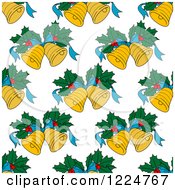 Poster, Art Print Of Seamless Christmas Pattern Of Christmas Bells And Holly 2