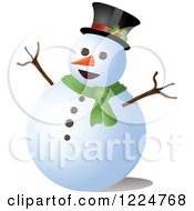 Poster, Art Print Of Happy Snowman With A Top Hat And Scarf