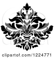 Clipart Of A Black And White Floral Damask Design 34 Royalty Free Vector Illustration
