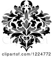 Clipart Of A Black And White Floral Damask Design 30 Royalty Free Vector Illustration