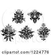 Poster, Art Print Of Black And White Floral Damask Designs 7