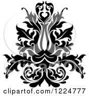 Clipart Of A Black And White Floral Damask Design 25 Royalty Free Vector Illustration