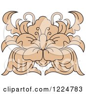 Clipart Of A Tan Floral Damask Design Royalty Free Vector Illustration