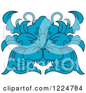 Clipart Of A Blue Floral Damask Design Royalty Free Vector Illustration