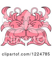 Clipart Of A Pink Floral Damask Design Royalty Free Vector Illustration