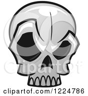 Clipart Of A Grayscale Monster Skull 13 Royalty Free Vector Illustration