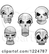 Clipart Of Grayscale Monster Skulls 2 Royalty Free Vector Illustration