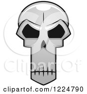 Clipart Of A Grayscale Monster Skull 11 Royalty Free Vector Illustration
