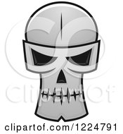 Clipart Of A Grayscale Monster Skull 12 Royalty Free Vector Illustration