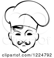 Clipart Of A Happy Black And White Male Chef Wearing A Toque Hat Royalty Free Vector Illustration