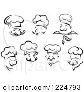 Clipart Of Happy Black And White Male Chefs Wearing Toque Hats Royalty Free Vector Illustration