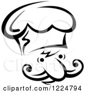 Clipart Of A Happy Black And White Male Chef Wearing A Toque Hat 2 Royalty Free Vector Illustration