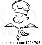 Clipart Of A Happy Black And White Male Chef Wearing A Toque Hat 4 Royalty Free Vector Illustration